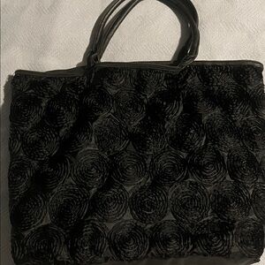 Murval Elegant Black Floral Tote Bag
